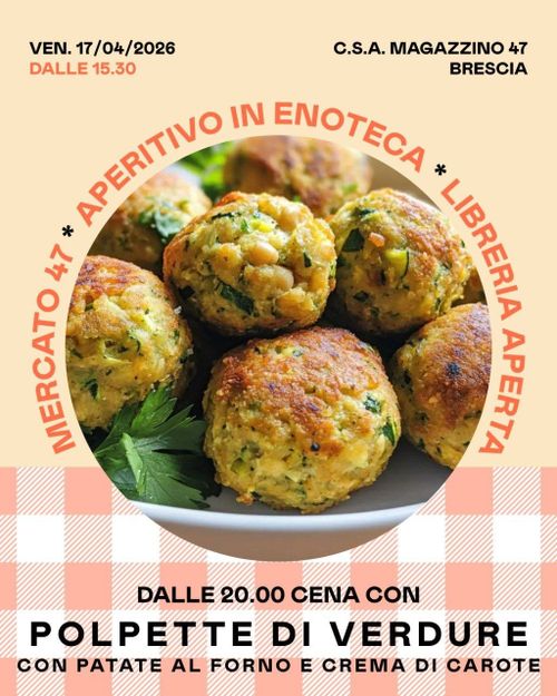 CENA SOCIALE con POLPETTE DI VERDURE CON PATATE AL FORNO E CREMA DI CAROTE