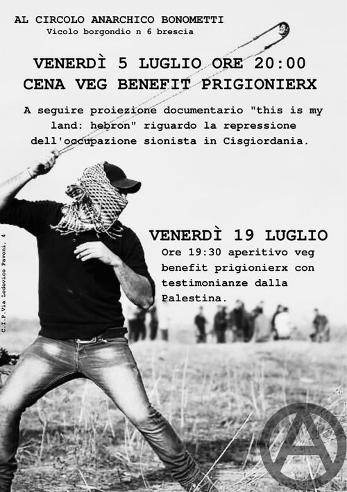 Iniziativa sulla Palestina con benefit prigionieri 
